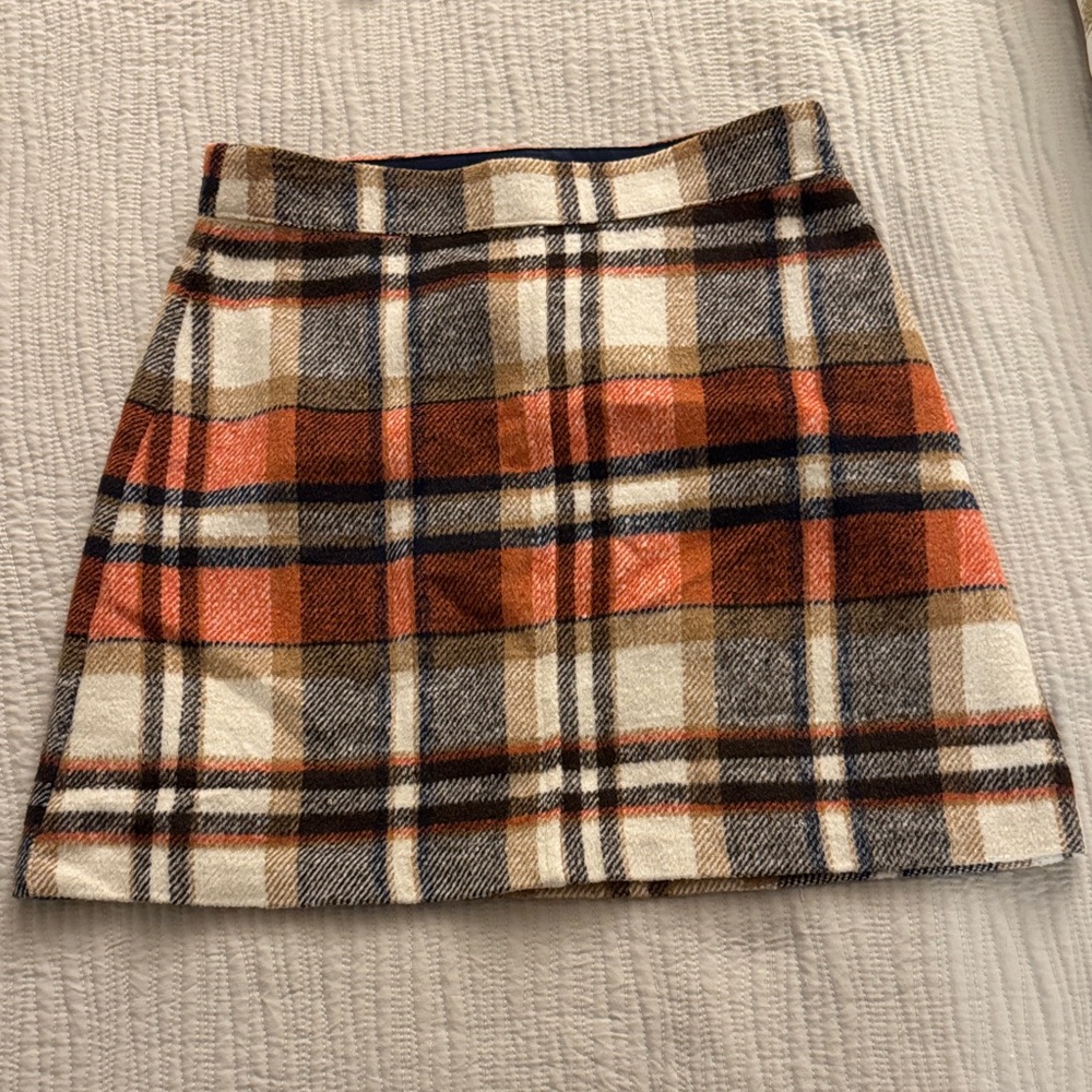 Lulus navy/orange/cream plaid skirt - Picture 4 of 10